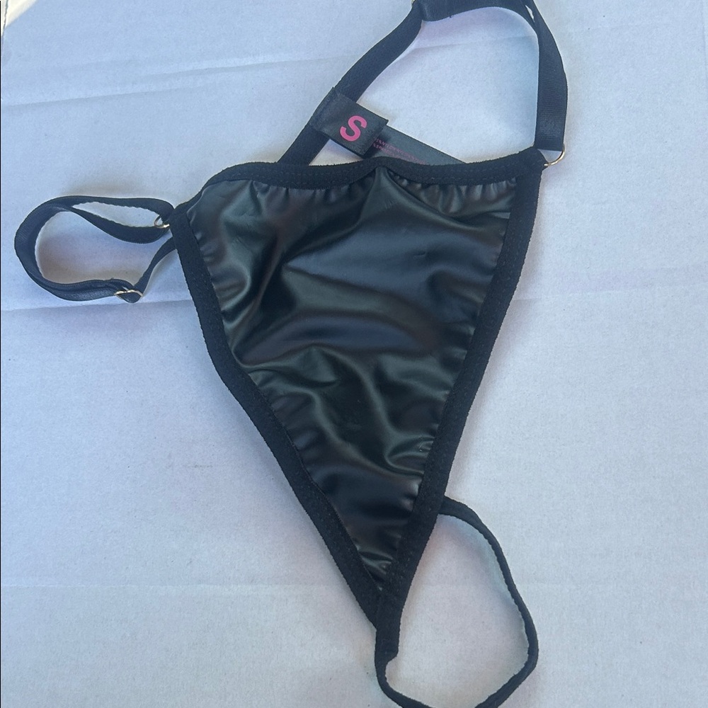 Faux leather panties thong / string Black S